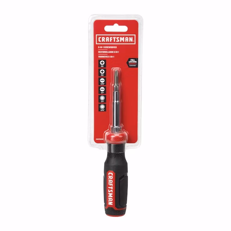 Amazon: CRAFTSMAN Destornillador, multipuntas de 6 vías, almacena brocas adicionales en el mango (CMHT68000)