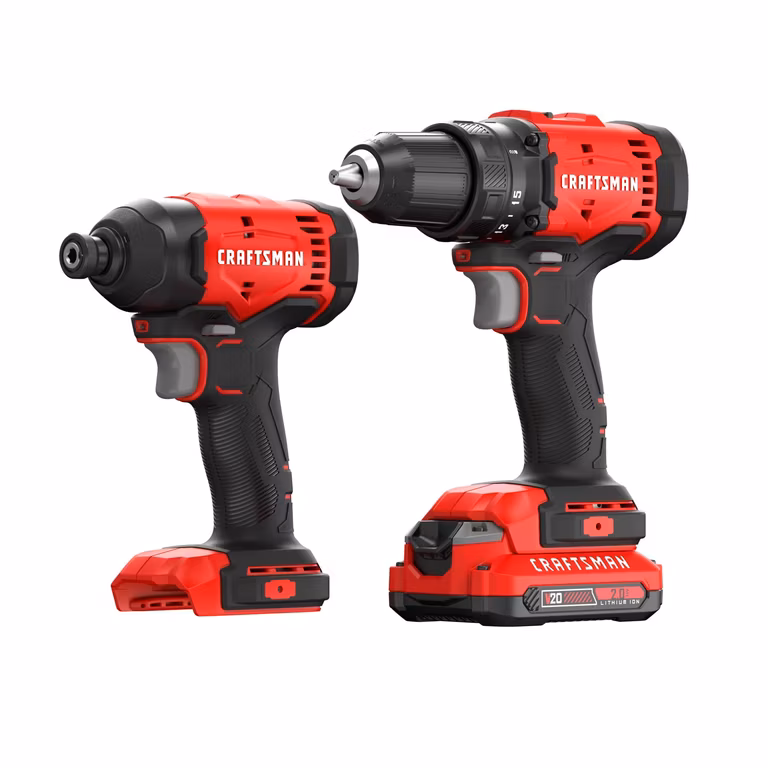 Amazon: CRAFTSMAN V20 Juego de brocas inalámbricas y destornillador de impacto, Taladro eléctrico, 1800 par de 1