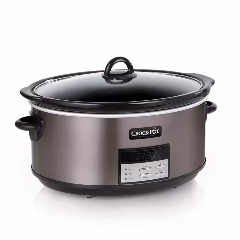 Amazon: Crock-Pot - Olla de cocción lenta programable grande de 8 cuartos (7.8 litros) con ajuste automático de calor, acero inoxidable