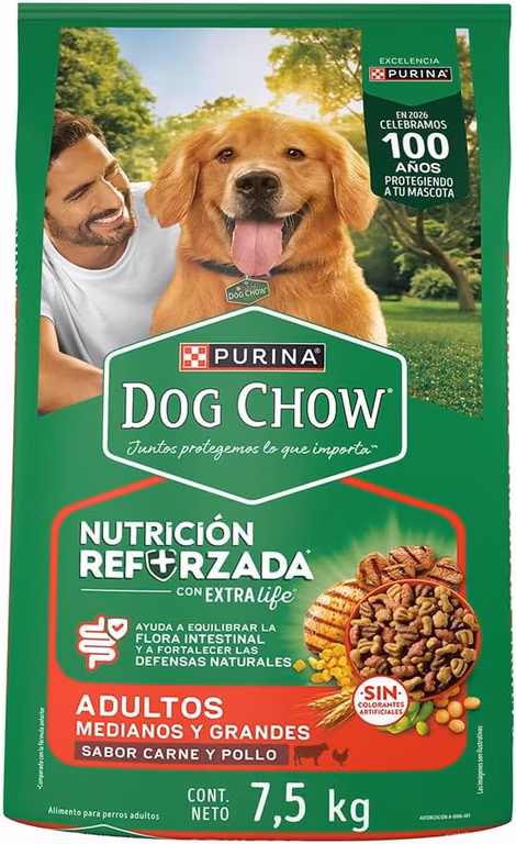 Amazon: Croquetas Purina Dog Chow Adulto Mediano y Grande Sabor Carne y Pollo 7.5Kg | Planea y Ahorra