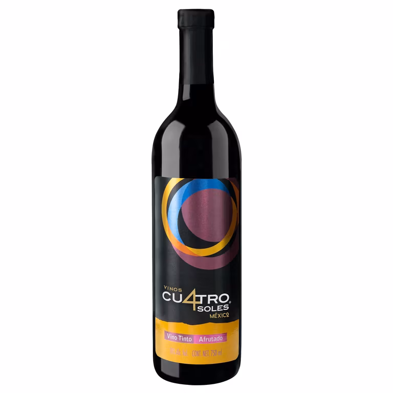 AMAZON: Cuatro Soles Vino Tinto Afrutado Semidulce 750ml (Planea y Ahorra)