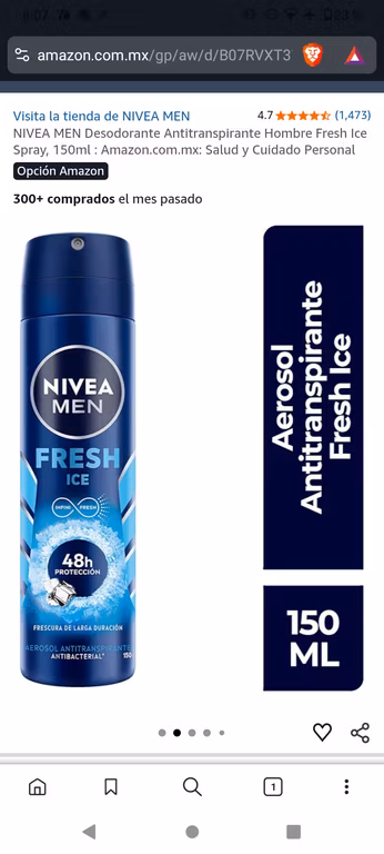 Amazon: Desodorante Antitranspirante Hombre 150 ml precio al comprar 10