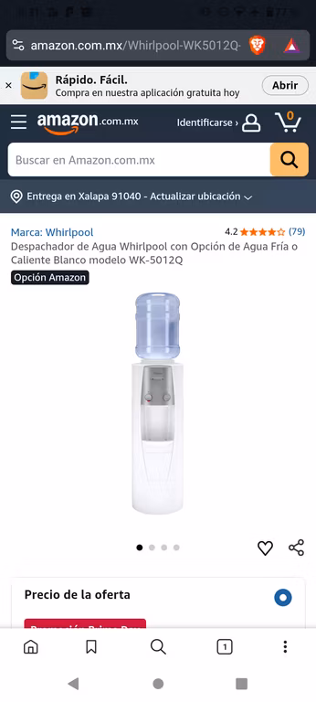 Amazon: Despachador de Agua Whirlpool con Opción de Agua Fría o Caliente Blanco modelo WK-5012Q