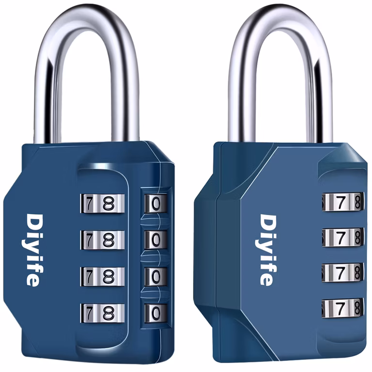 Amazon: Diyife 2 Pack Candado de Combinación de 4 Dígitos, Azul Oscuro