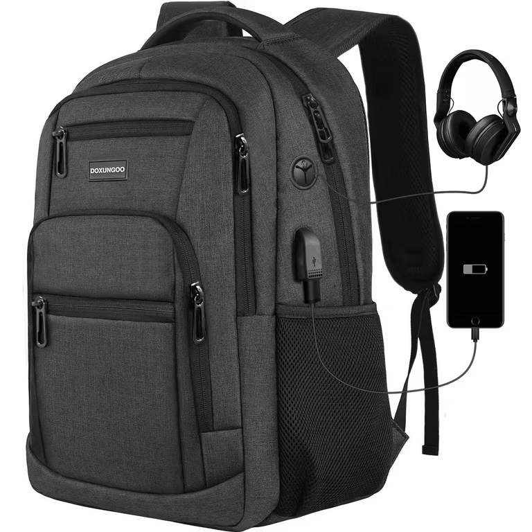 Amazon: DOXUNGOO mochila de viaje de negocios antirrobo para portátil con puerto de carga USB, resistente al agua para portátil de 15.6"