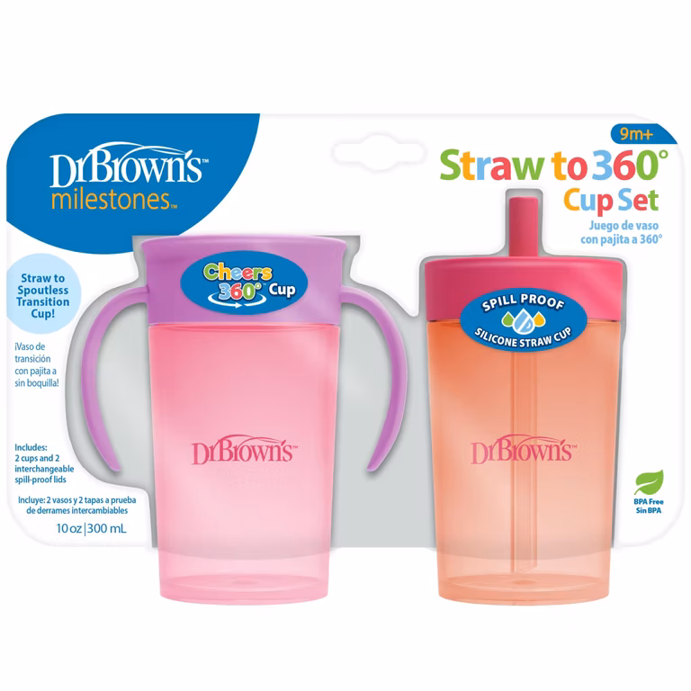 Amazon: Dr. Brown's Milestones - Juego de tazas de paja a 360°