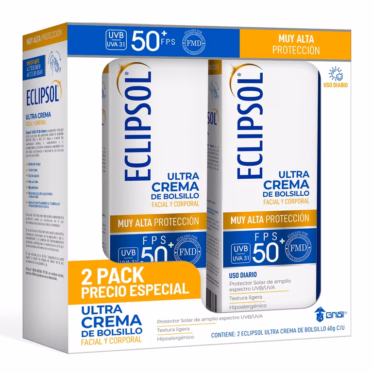 Amazon: Eclipsol - Ultra Crema FPS 50+ de Bolsillo, Protector Solar, 2 Pzas 60 g