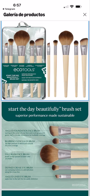 Amazon: EcoTools, Start The Day Beautifully Kit, Set de Brochas para Maquillaje, Colección de Brocha Cosmética, 5 piezas, Modelo 1606