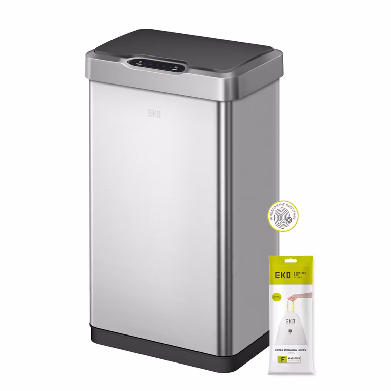 Amazon: EKO Mirage-T Bote de Basura Rectangular con Sensor de Movimiento sin Contacto de 50 litros, Acabado de Acero Inoxidable Cepillado