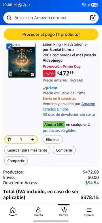 Amazon: elden ring PS5 siendo prime con amazon access