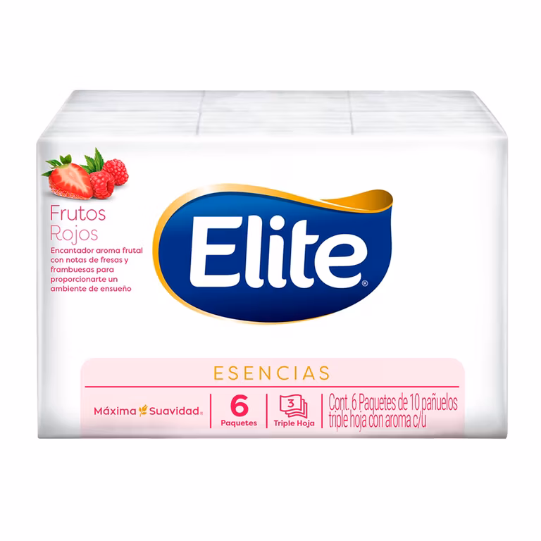 Amazon: Elite Pañuelos Spa Triple Hoja Fresa Frambuesa 6 Pack con 10 Pañuelos