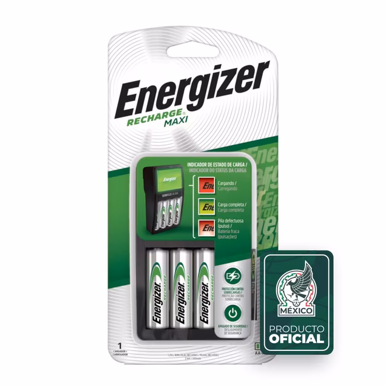 Amazon: Energizer Cargador de Pilas Recargables, Capacidad 4 Pilas, Apagado Automático, Incluye 2 Pilas Recargables AA NIMH