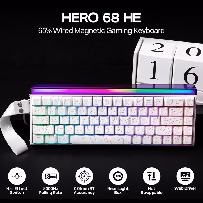 Amazon: EPOMAKER Aula Hero68 HE Teclado Gaming Magnético con Cable, RGB Box & Backlight - varias colores