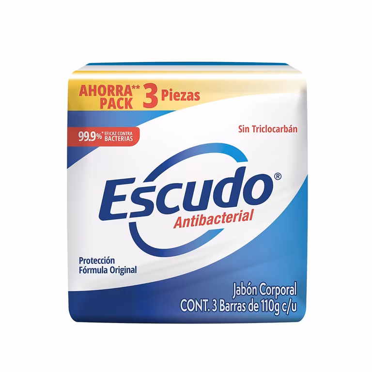 AMAZON: Escudo Antibacterial, Jabón de Tocador Protección Fórmula Original, 3 barras de 110gr