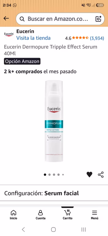 Amazon: Eucerin Dermopure Tripple Effect Serum 40Ml (planea y ahorra)