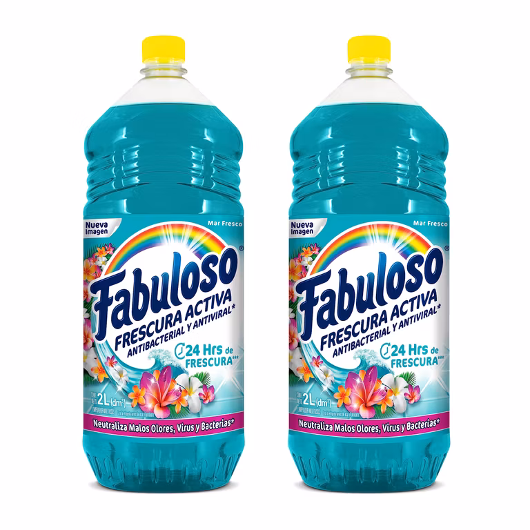 Amazon: Fabuloso Limpiador Multiusos Líquido Frescura Activa Mar Fresco 2 x 2 L. | Planea y Ahorra | Precio comprando 3