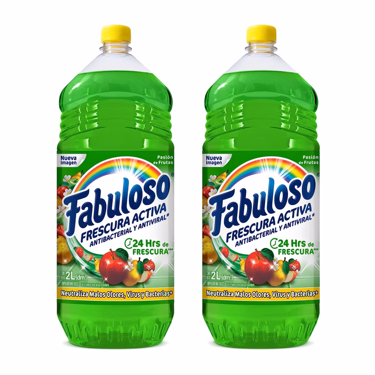 AMAZON: Fabuloso Limpiador Multiusos Líquido Frescura Activa Pasión de Frutas 2 x 2 L. (Planea y Ahorra + Precio comprando 3 piezas)