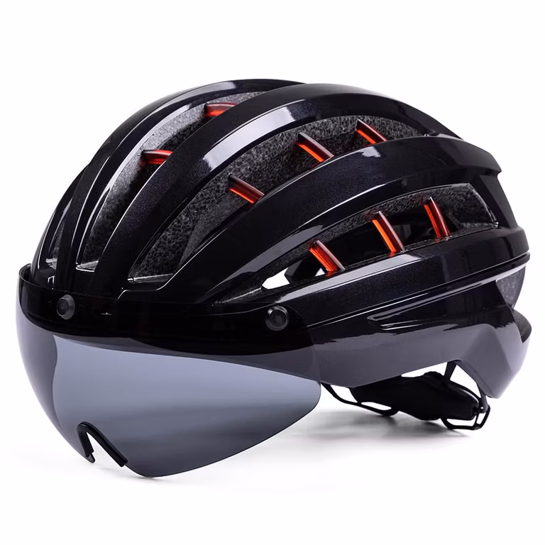 Amazon: FINYQBET Casco para Bicicleta MTB Ajustable para Adultos Gafas Magnéticas Integradas, Ajuste Giratorio