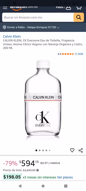 Amazon: Fragancia unisex aroma naranja y cedro Calvin klein