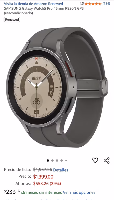 Amazon: Galaxy Watch 5 Pro Reacondicionado Excelente