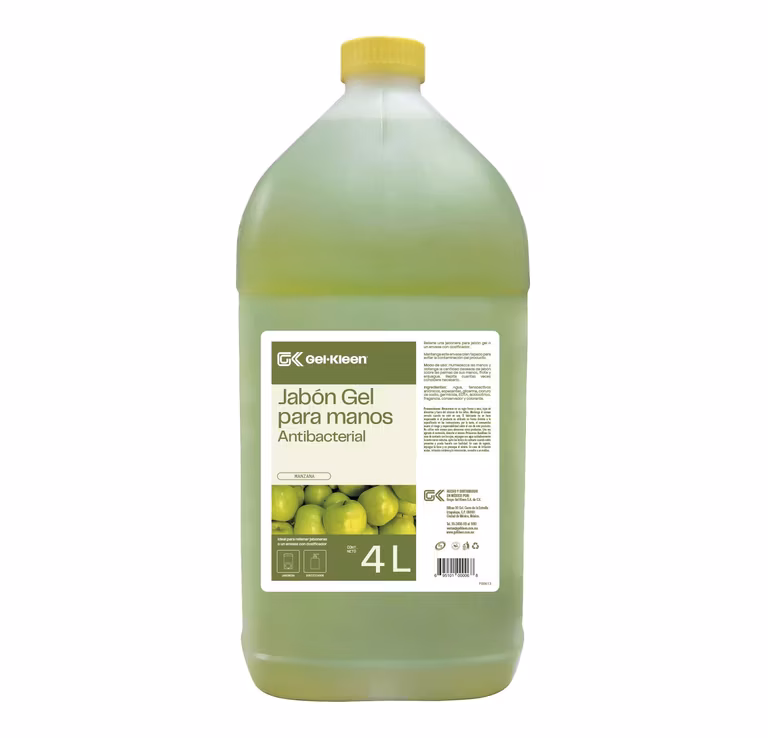AMAZON: Gel Kleen. Jabón Antibacterial Para Manos. 4 Litros. Manzana ( $124.00 comprando 5 c/u)