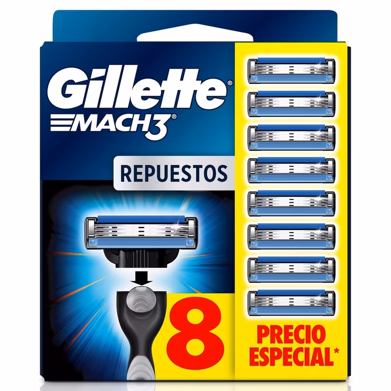 Amazon: GILLETTE Mach3, Cartucho de Rastrillo para Afeitar, 8 Repuestos | Planea y ahorra