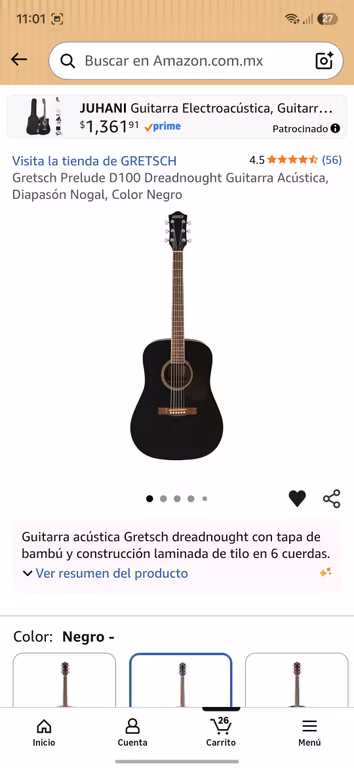 Amazon MX - Gretsch Prelude D100 Dreadnought Guitarra Acústica,