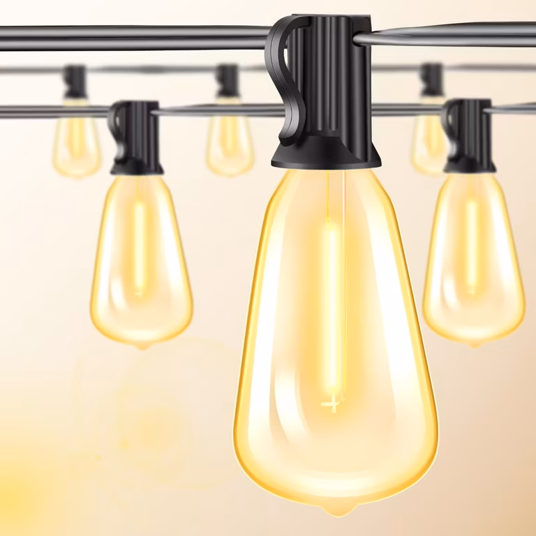 Amazon: Guirnalda de Luces LED Exterior, 15m 15+1 Focos LED ST38 Inastillables Alto Brillo, Impermeable IP45, Serie Luz Vintage