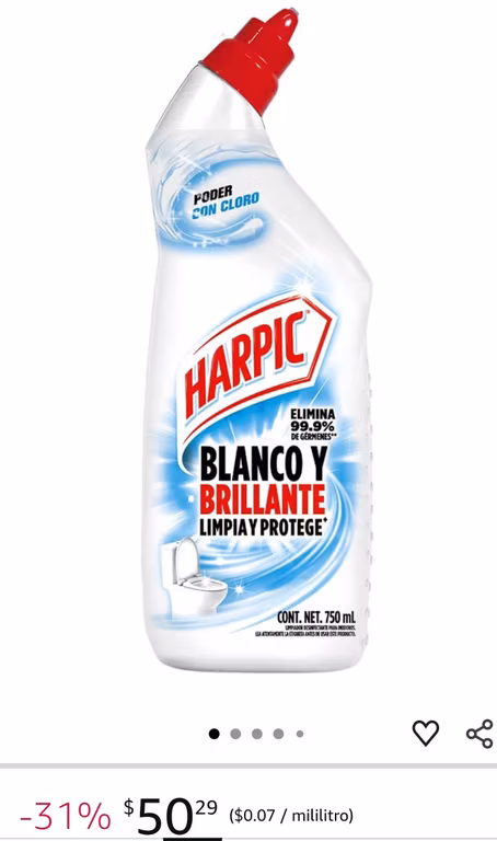 Amazon: Harpic Líquido Removedor de Sarro White and Shine, 750 ml