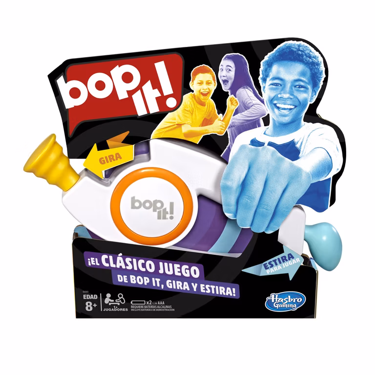 Amazon: Hasbro Gaming Bop It! - Juego de Mesa electrónico de Golpear, Estirar y Girar para 1 o más Jugadores a Partir de los 8 años