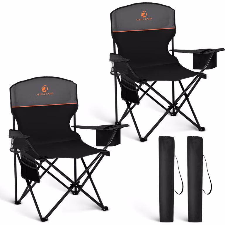 Amazon: HIGH POINT SPORTS - Paquete de 2 sillas de campamento portátil para adultos, sillas de campamento plegables al aire