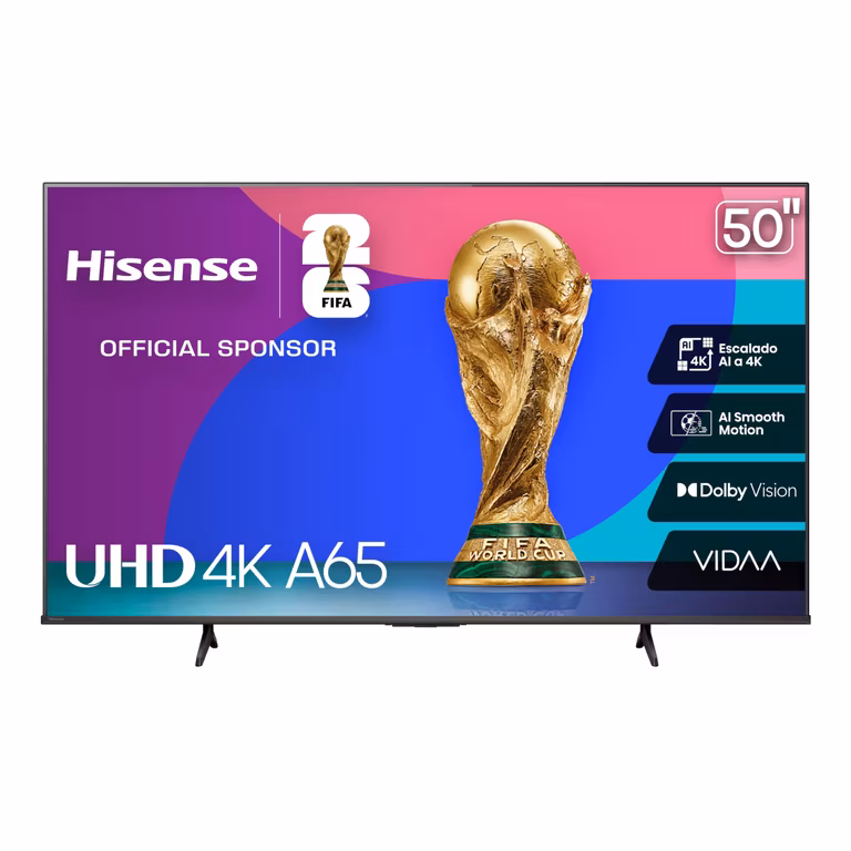 Amazon: Hisense Television A65N (Modelo 2025) Pantalla 50 Pulgadas, Smart Vidaa TV UHD 4K,Control Remoto por Voz con Alexa, Dolby Vision