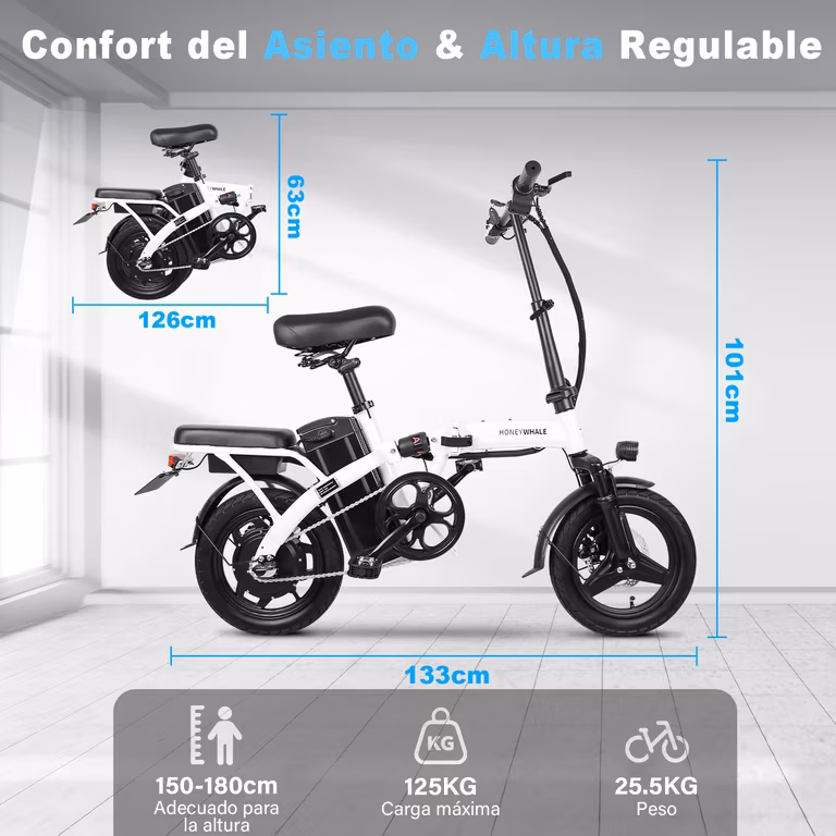 Amazon: HONEYWHALE S6-S Bicicleta Eléctrica Plegable Adulto 750W-35KM/H Batería Extraíble 48V 10AH, Autonomía 40KM