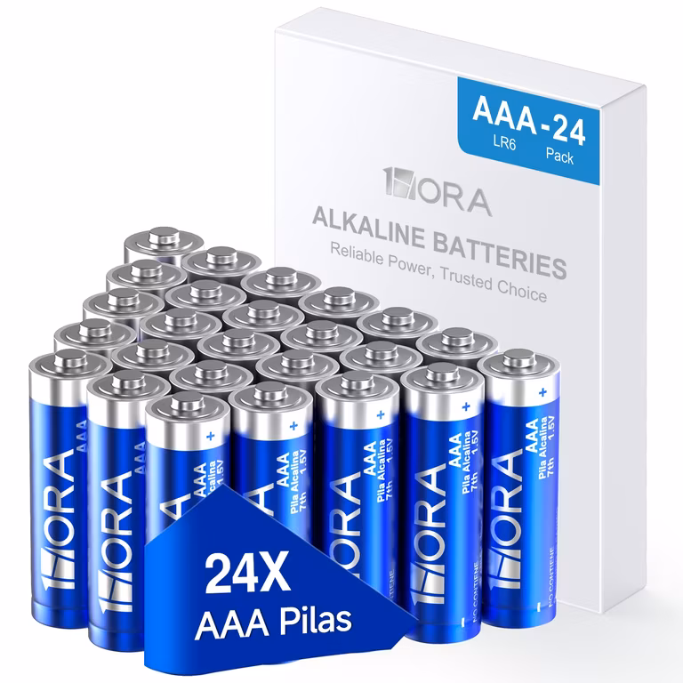 Amazon: 1 Hora Pilas AAA Alcalinas 1.5V LR03, Paquete con 24 Baterías Desechables de Larga Duración