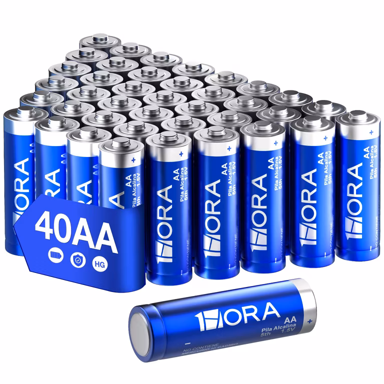 Amazon: 1 Hora Pilas Alcalinas AA LR6 1.5V Paquete 40 Unidades