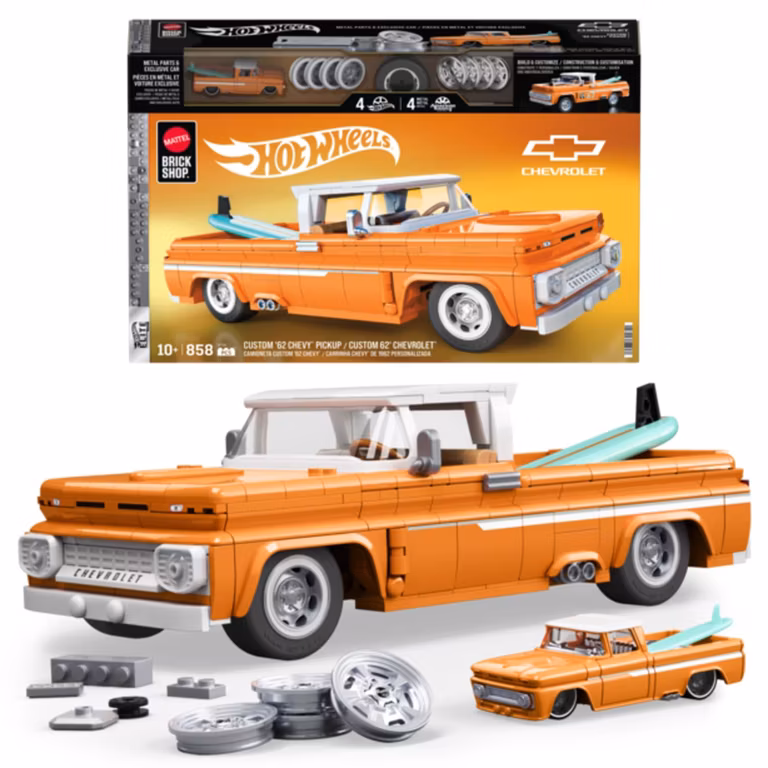 Amazon: Hot Wheels Brick Shop Juguete de Construcción Custom Chevy '62 Pickup 1:16