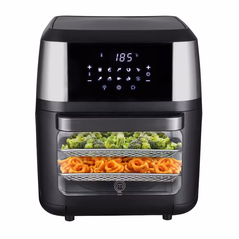 Amazon: Hukën x MasterChef | Horno Freidora de Aire Multifuncional Premium 12 L | 10 Funciones | Panel Touch | Luz Interna Acero Inoxidable