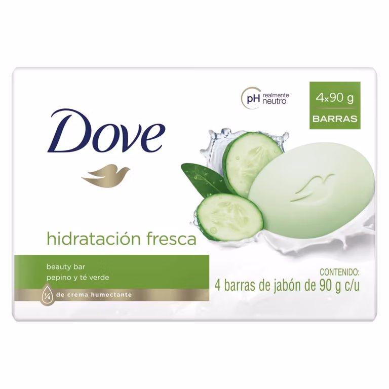 Amazon: Jabón Dove Hidratación Fresca Pepino y Té Verde 4x90g (con Planea y ahorra)