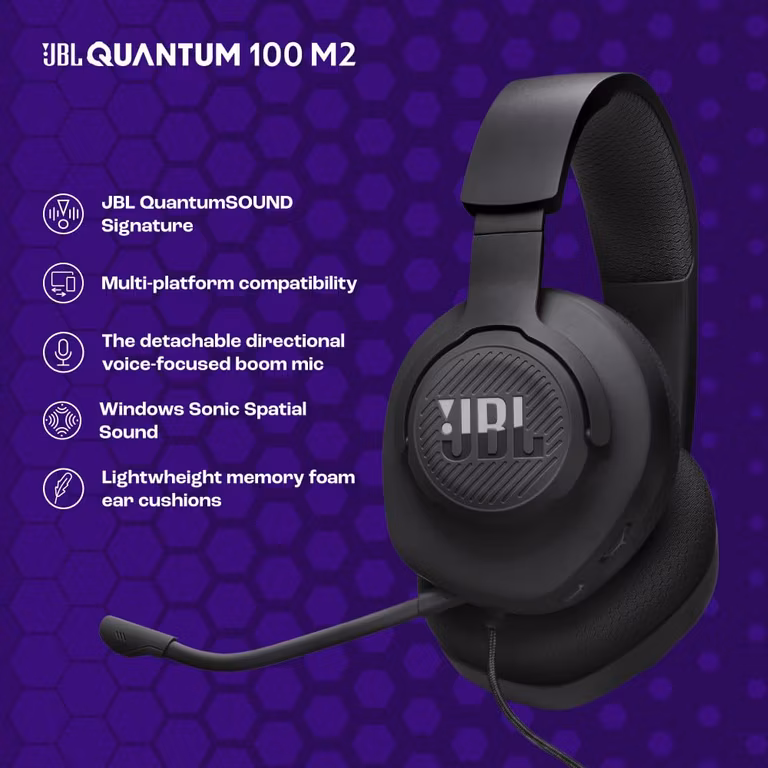 AMAZON: JBL Quantum 100M2 - Audífonos alambricos integrales para Gaming con Cable y micrófono Extraible con opción de silenciar - Negro