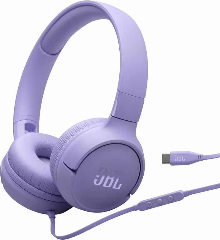 Amazon: JBL Tune 520C USB-C - Auriculares en la Oreja con Cable de Alta resolución, Color Morado