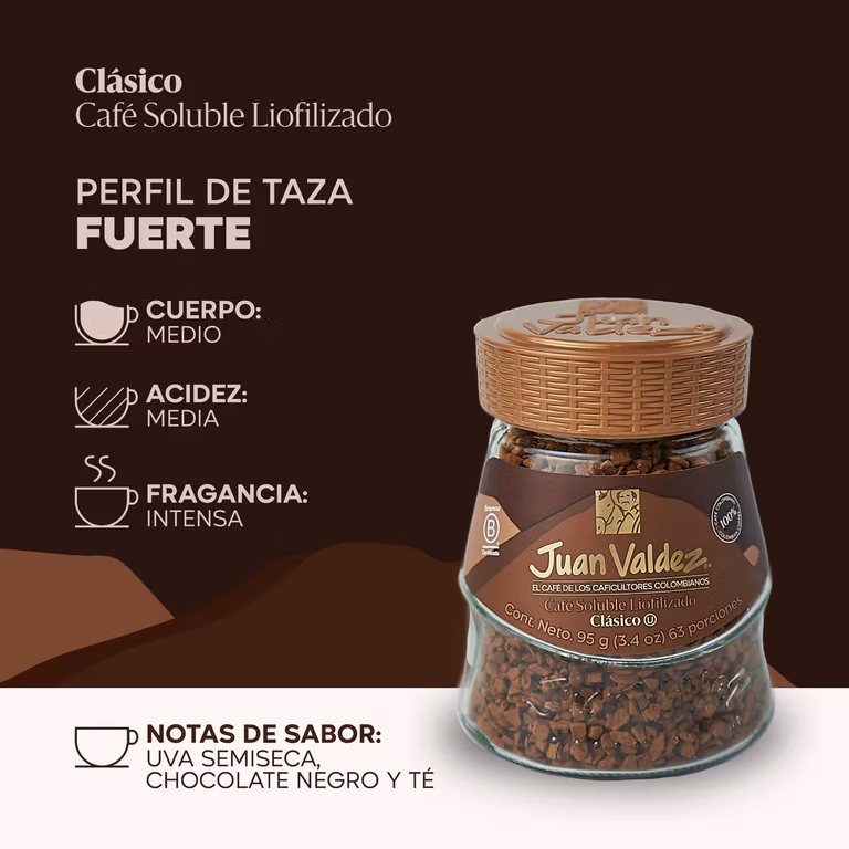 AMAZON: Juan Valdez | Café Premium con Micromolido, Soluble Liofilizado de Colombia, Sabor Clásico | Frasco de 95g (Planea y Ahorra)
