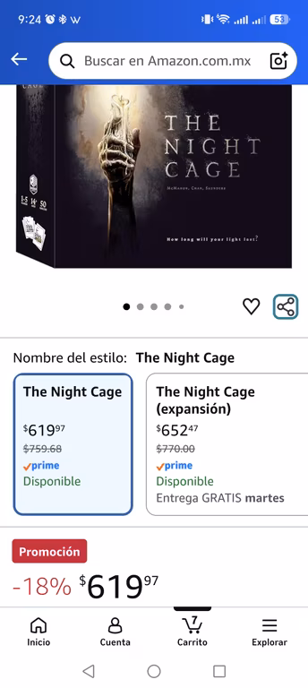 Amazon: Juego de mesa night cage y otros