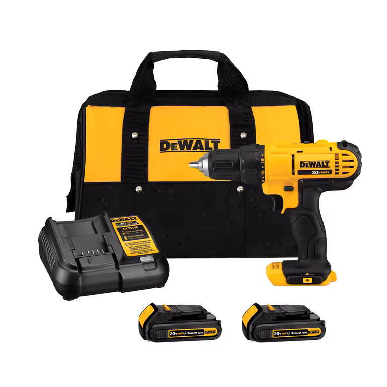 Amazon: Kit DeWALT DCD771C2 - Taladro (Ión de litio) Negro y Amarillo + 2 baterías 20v + cargador de baterías + maleta
