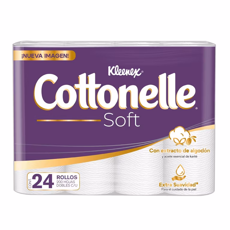 Amazon: Kleenex Cottonelle Soft, Paquete con 24 Rollos de 200 Hojas Dobles C/U (con Planea y Ahorra)