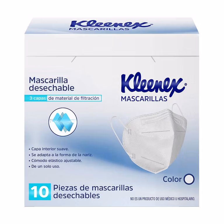 AMAZON: Kleenex Cubrebocas Ajustable Caja con 10 piezas