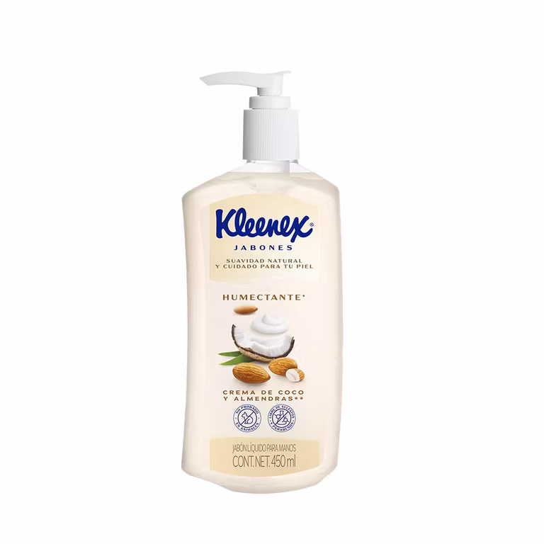 Amazon: Kleenex Jabón de Manos Crema de Coco y Almendras, Jabón Líquido, 450ml