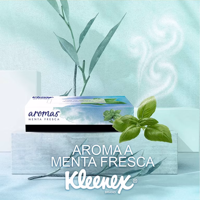 AMAZON: Kleenex Pañuelos Faciales Aromas, Paquete con 140 piezas de doble hoja, Aroma a Menta Fresca