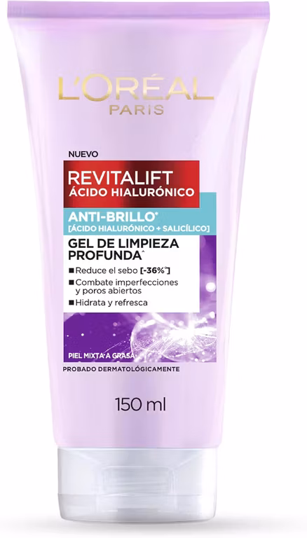 Amazon: L'Oreal Paris Revitalift Ácido Hialurónico Gel de Limpieza Profunda Anti Brillo, con Ácido Salicílico 150 ml. - Planea y Ahorra