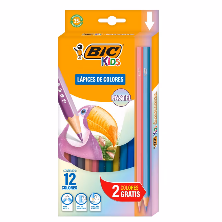 Amazon: Lápices de Colores, BIC Kids Pastel 14 piezas