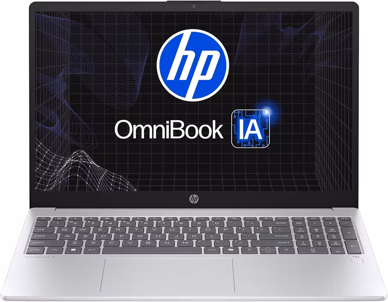 Amazon: HP Laptop OmniBook 3 NGAI 15-fn0071la, AMD Ryzen AI 7, 16GB RAM, 512 GB SSD, 15.6", FHD, Windows 11 Home, Garantía México, Plata